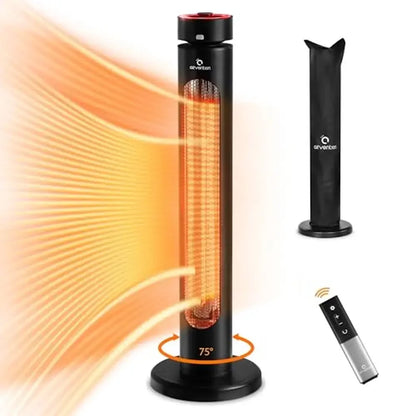 Outdoor Patio Heater 1500W Infrared Heater 8 Heating Levels IP65 Waterproof Remote 75° Oscillation Effortless Control Tip-Over