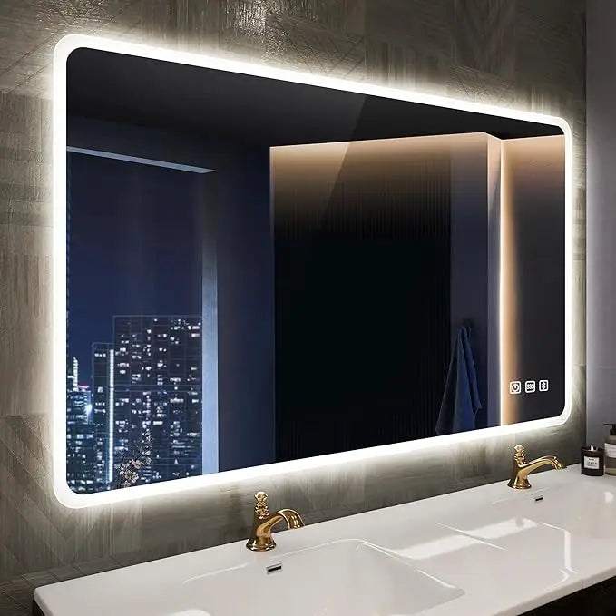 LED Bathroom Mirror with Lights – Bluetooth Speaker, Dimmable Brightness & Anti-Fog Technology