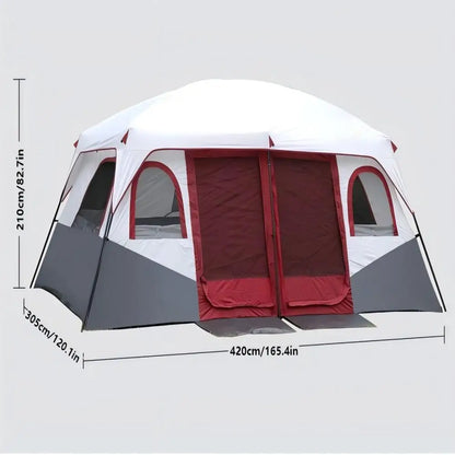 Tents for camping 8-10 person, instant glamping rooftop tent with screen porch and air conditioner port, camping essentials