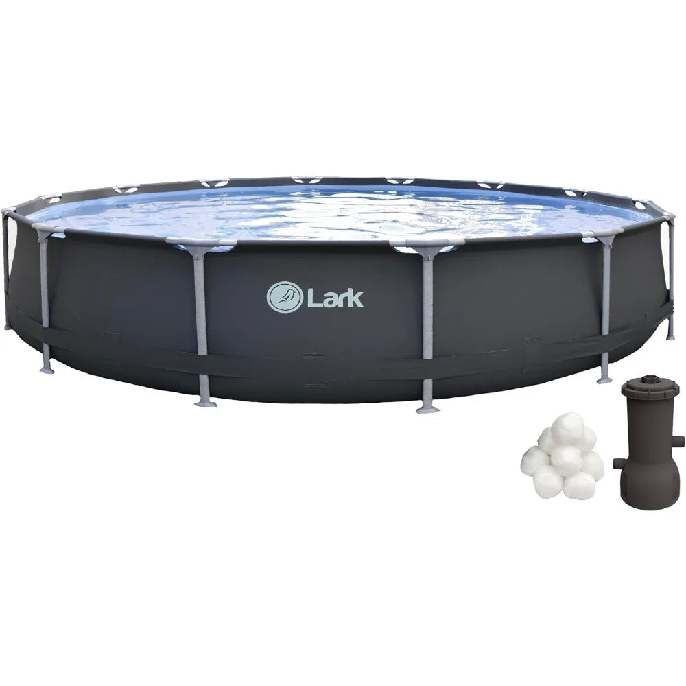 Lark 14ft x 33in Fiberglass Frame Above Ground Swimming Pool with 530 GPH Filtration Pump