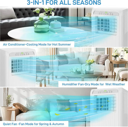 8000 Btu Portable Air Conditioners, 3-in-1 Portable AC, Dehumidifier, and Fan Mode, AC Unit with 24H Timer & Remote Control