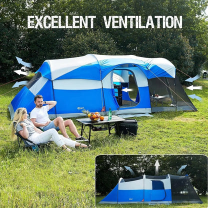 8-Person Family Camping Tent with Screen Room – Spacious, Durable & Weather-Resistant