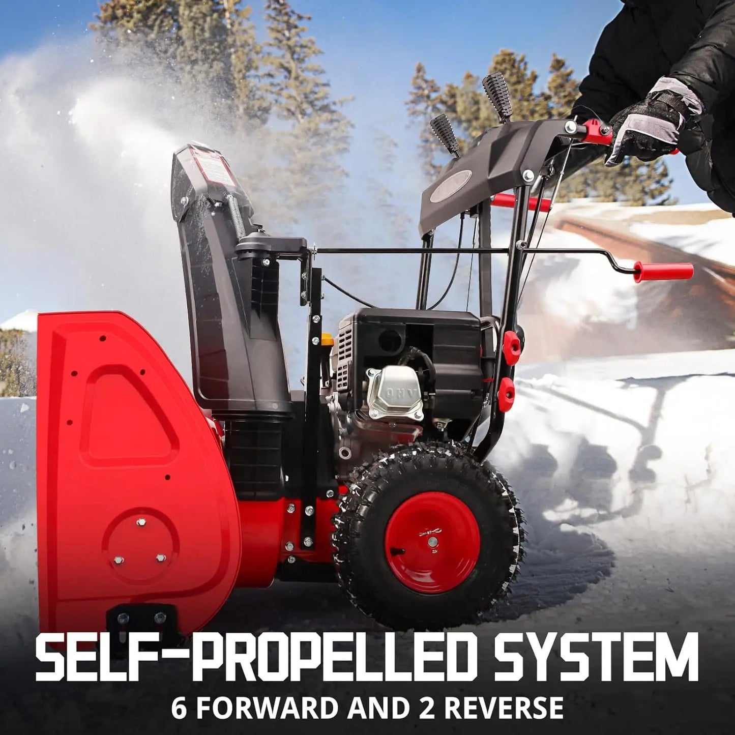 24-Inch 2-Stage Gas Snow Blower – 212cc 4-Cycle Engine with Electric Start & Self-Propelled System