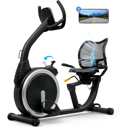 High-End Recumbent Exercise Bike with Magnetic Resistance, Bluetooth Connectivity & Smart Fitness App – Silent Stationary Bike for Home Workouts