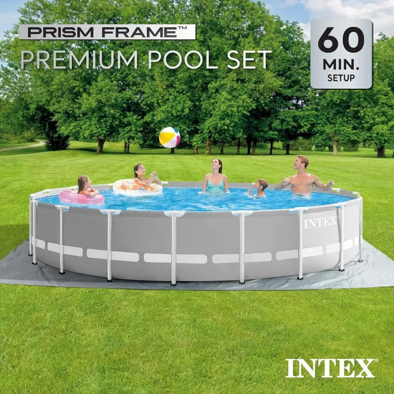 Intex 26755EH Prism Frame Premium Above Ground Swimming Pool Set – 20ft x 52in