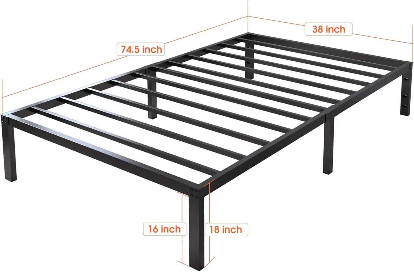 18-Inch Heavy-Duty Metal Platform Bed Frame – Built for Durability and Style