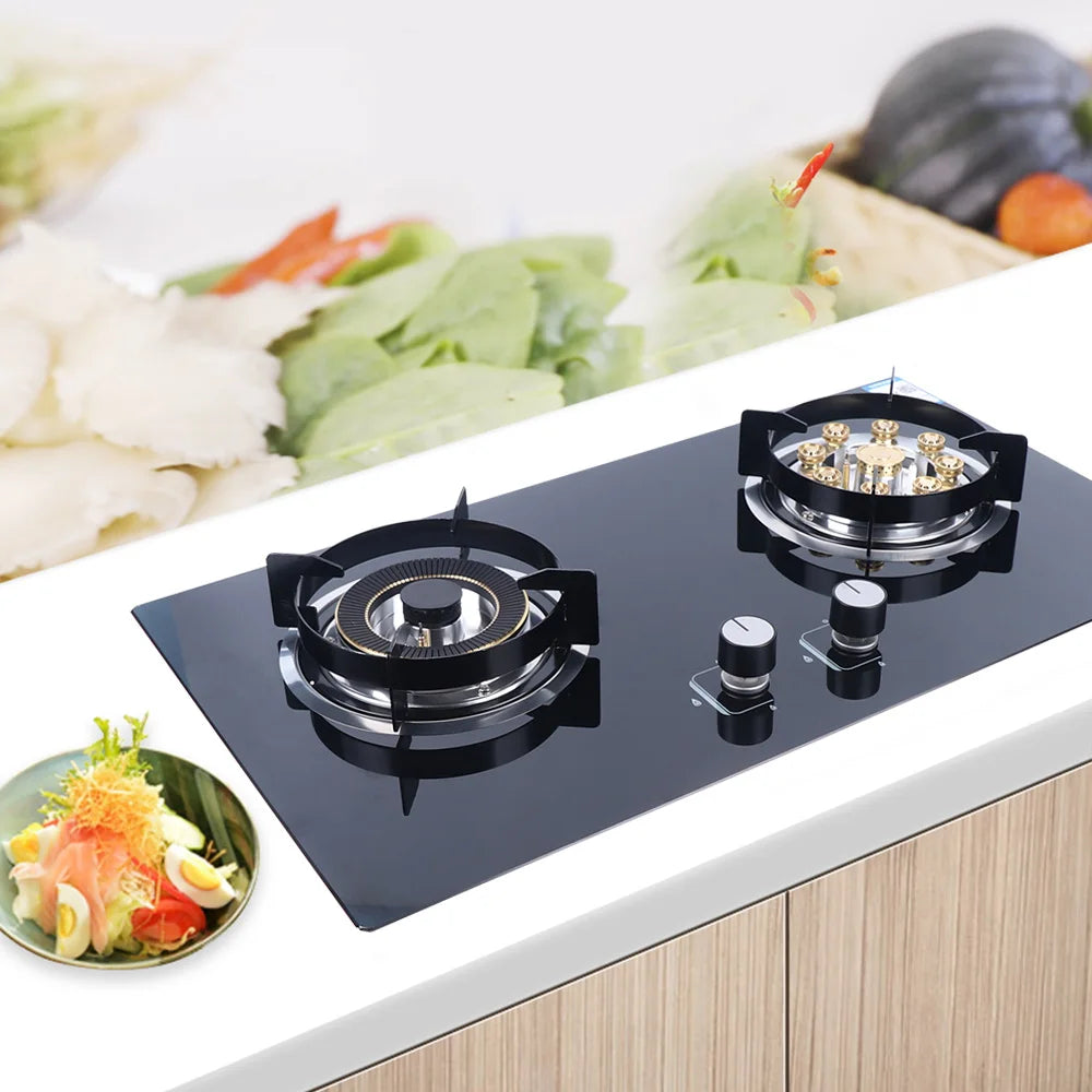 Dual Burner Gas Stove – High Efficiency, Safe Flameout Protection & Versatile Cooking