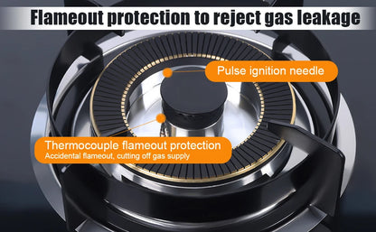 Dual Burner Gas Stove – High Efficiency, Safe Flameout Protection & Versatile Cooking