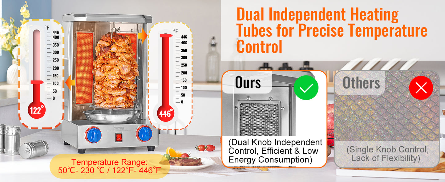 VEVOR Stainless Steel Gas Shawarma Grill Machine – 13 lbs Capacity
