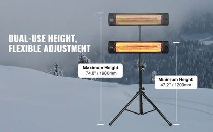 Infrared Heater, 1500W Remote Control Electric Space Heater, LED Screen Patio Heater w/ 3 Speeds & Timer, Outdoor/Outdoor